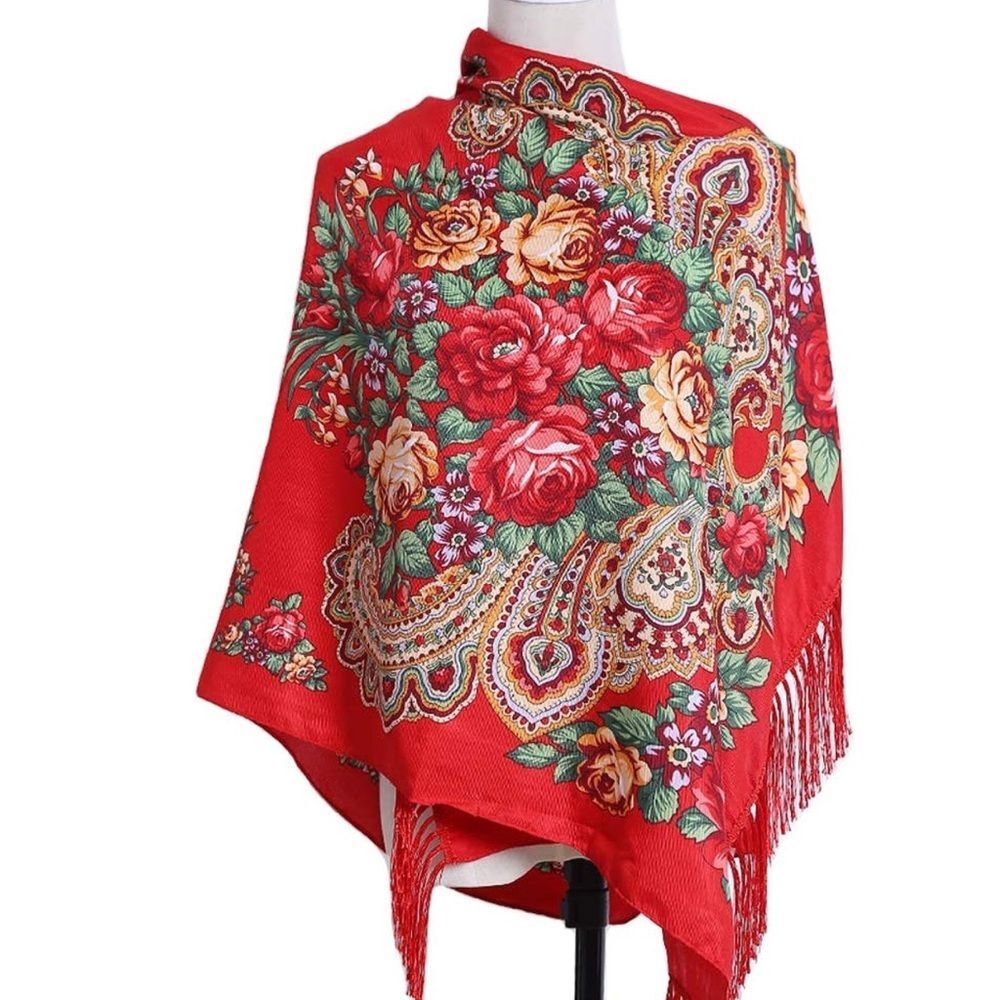 New Traditional Ukrainian Scarf - Red
